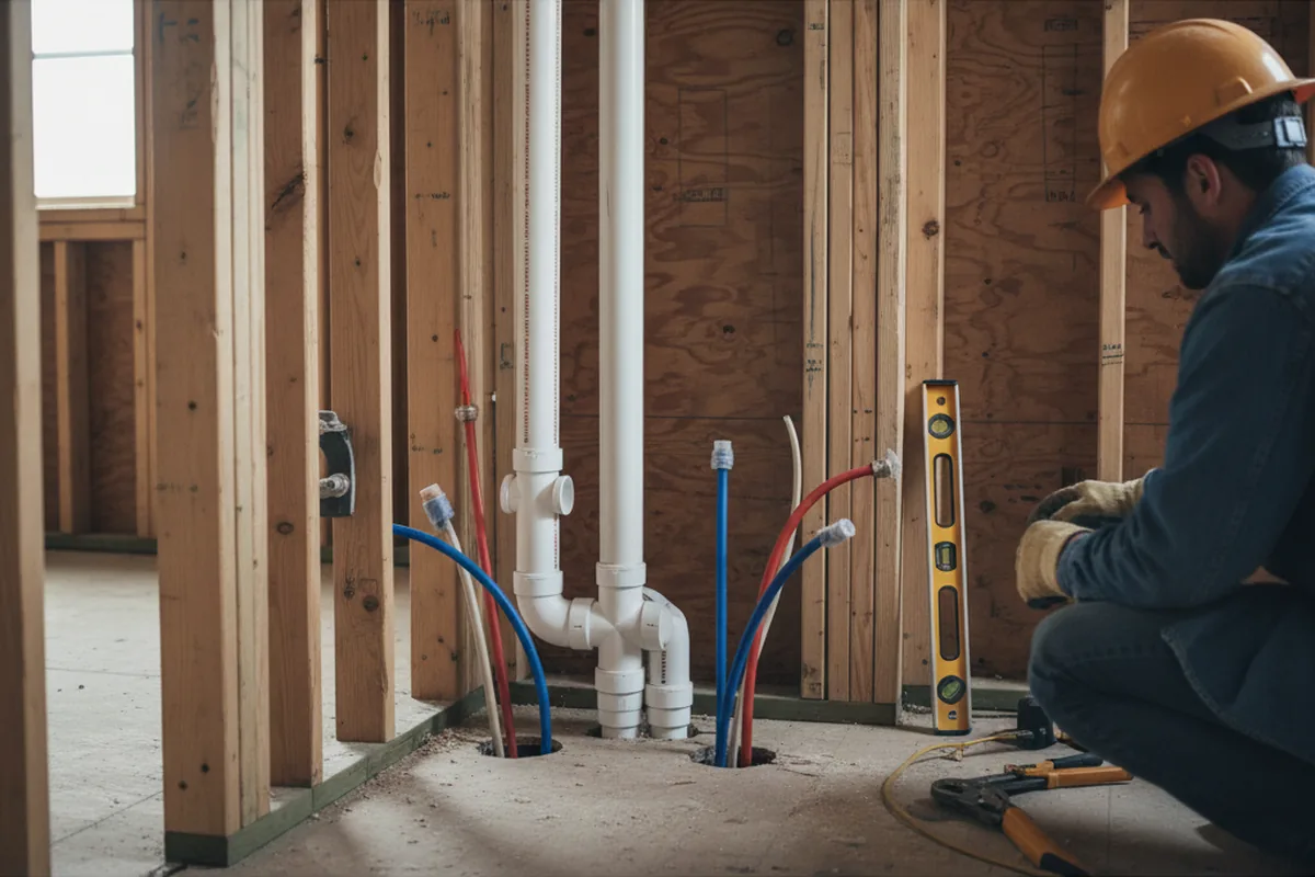 Drain and supply rough-in during Leak Detection in Holton