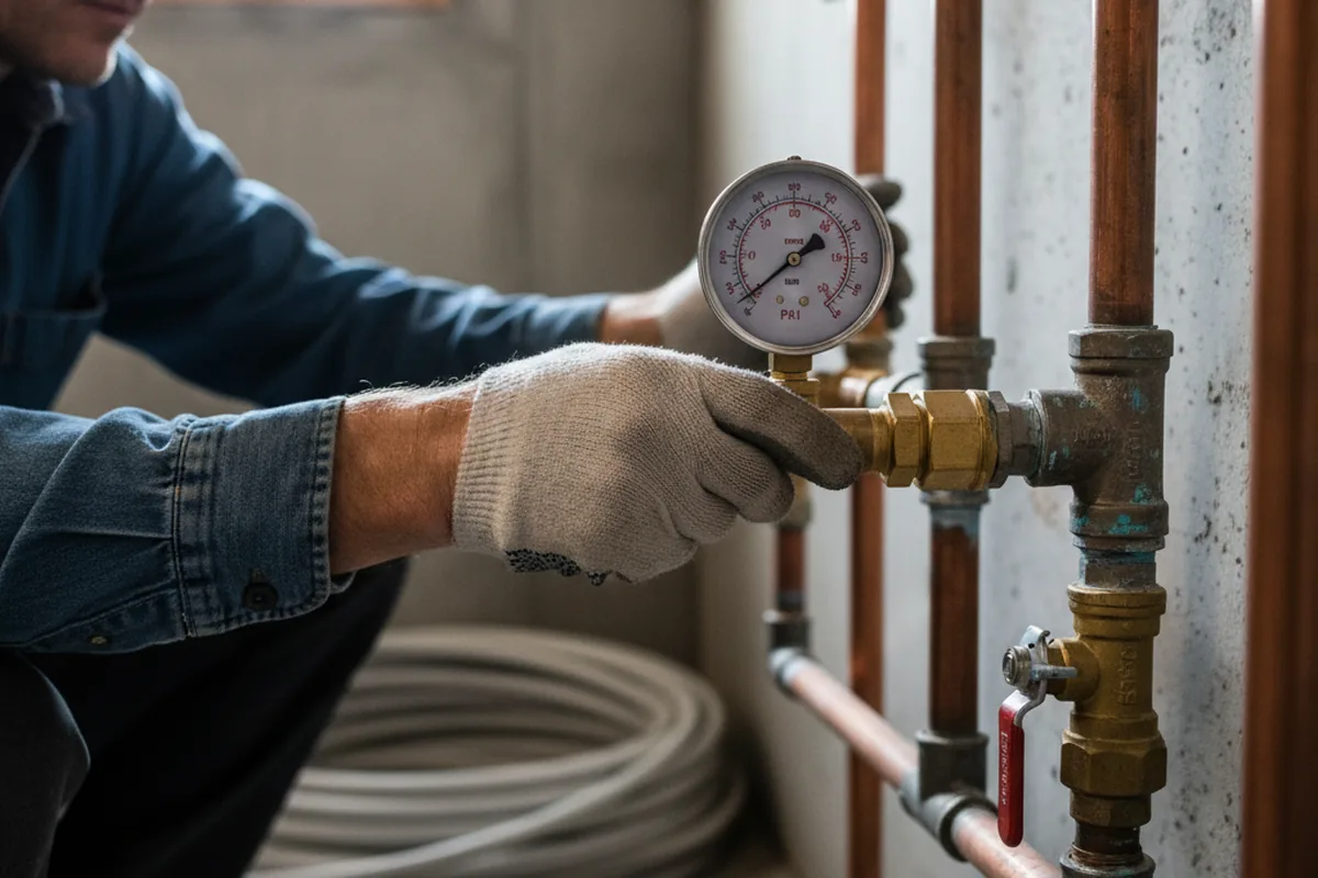 Pressure testing a repaired line during Water Line Repair in Holton